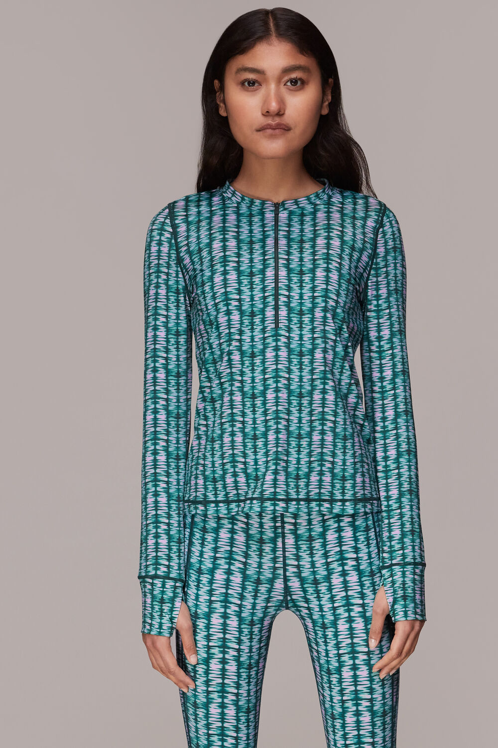 Abstract Wave Zip Sports Top